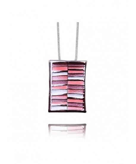 Naszyjnik prostokąt w odcieniach różu i bieli