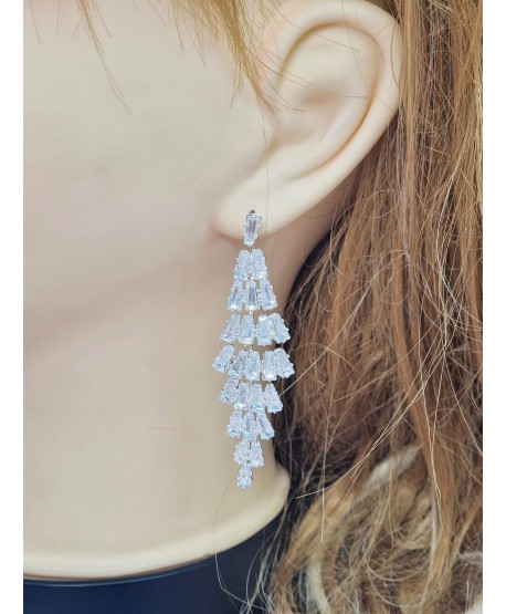 Kolczyki cyrkoniowe srebrne romby