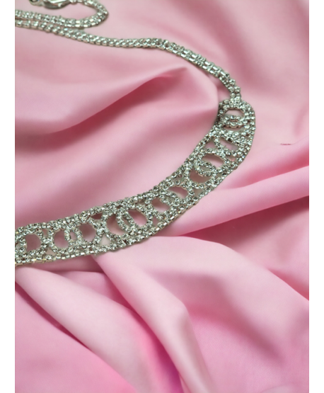 Pasek do sukienki cyrkoniowy srebrny