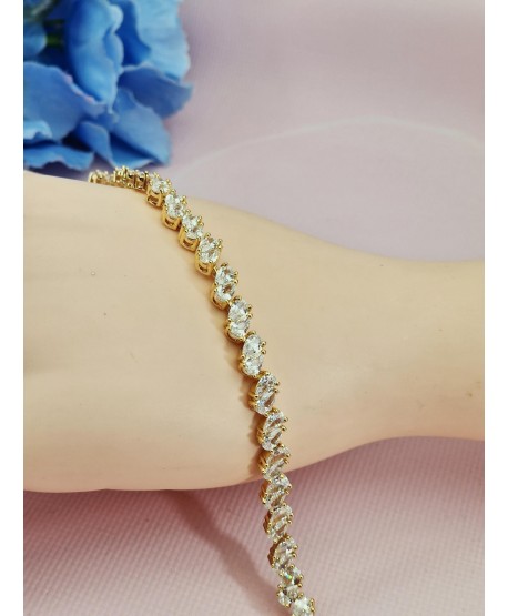 Bransoletka stal ozdobna owalne cyrkonie