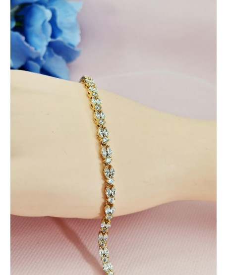 Bransoletka stal ozdobna małe łezki cyrkonie