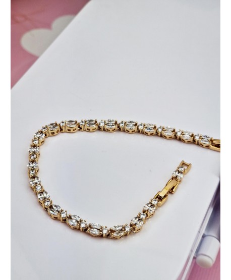 Bransoletka stal ozdobna małe łezki cyrkonie