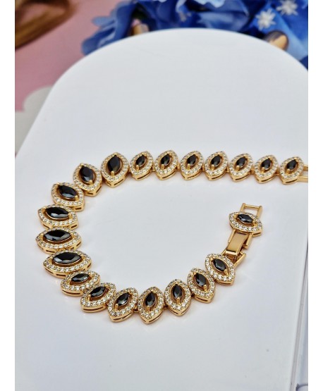 Bransoletka stal bogato zdobiona czarne łezki