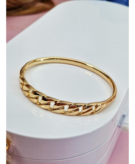 Bransoletka stal złota sztywna ze wzorem łańcucha