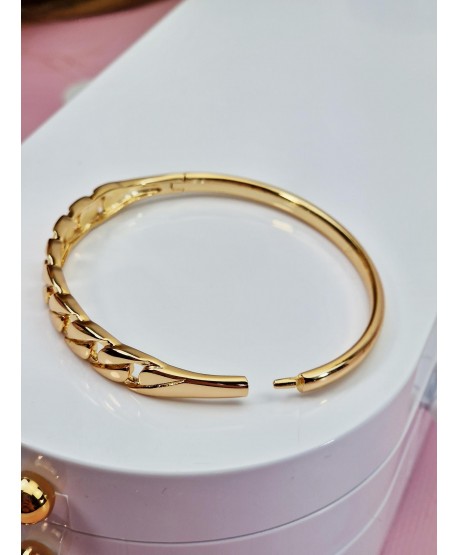 Bransoletka stal złota sztywna ze wzorem łańcucha