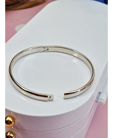 Bransoletka stal srebrna sztywna gładka