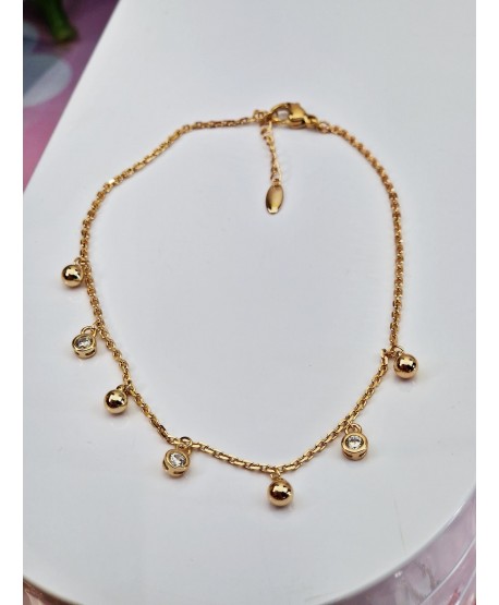 Bransoletka na kostkę stal złote zawieszki