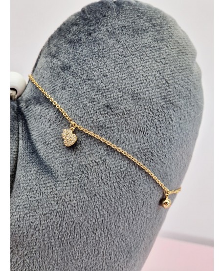 Bransoletka na kostkę stal złota serduszko