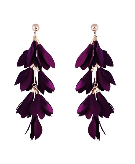 Kolczyki satynowe fiolet na złocie