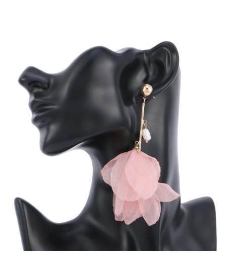 Kolczyki satynowe brudny róż z perłą