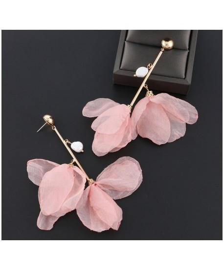 Kolczyki satynowe brudny róż z perłą