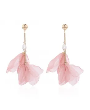 Kolczyki satynowe brudny róż z perłą