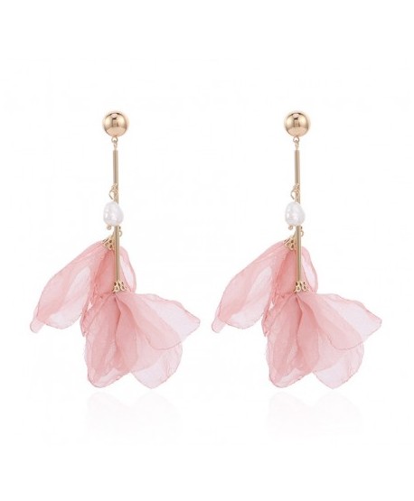 Kolczyki satynowe brudny róż z perłą