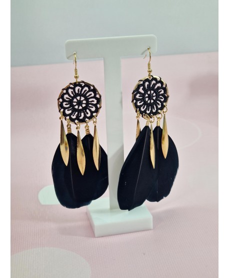 Kolczyki piórka w kolorach z łapaczem snów