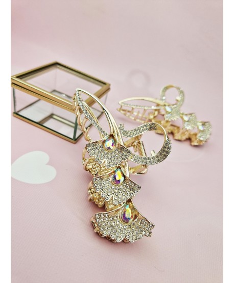 Spinka klamra do włosów złota z kryształkami