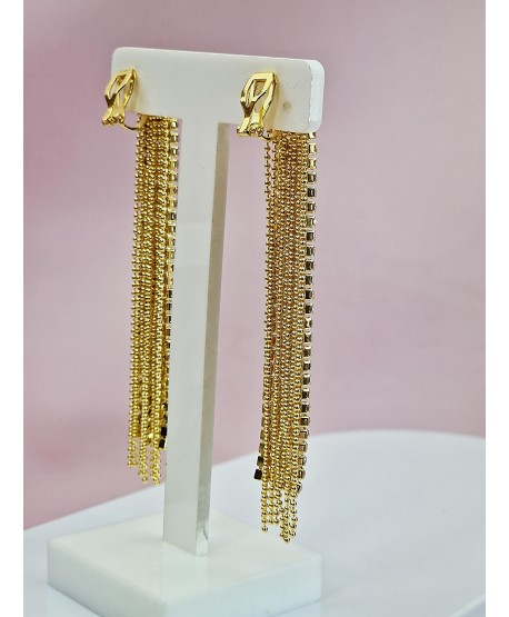 Klipsy długie wieczorowe w złocie