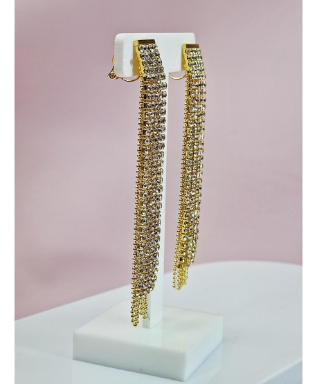 Klipsy długie wieczorowe w złocie