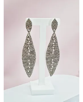 Klipsy długie wieczorowe w srebrze