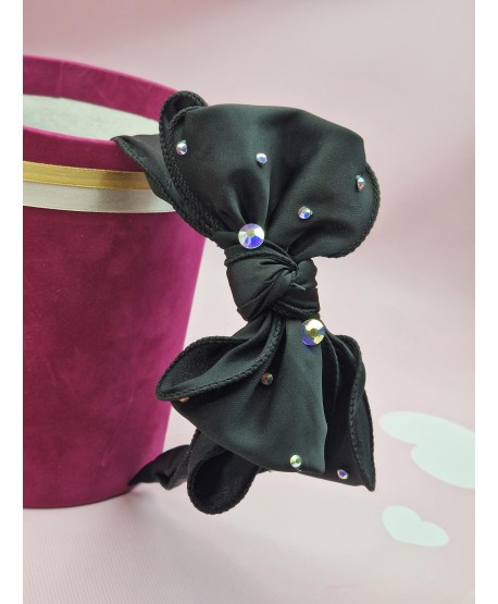 Opaska z dużą kokardką i cyrkoniami