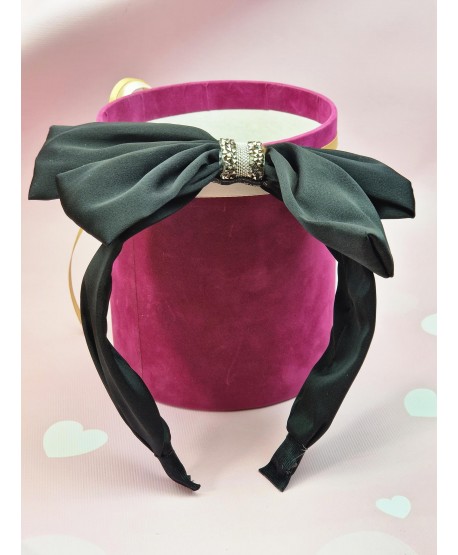 Opaska z dużą kokardką i cyrkoniami