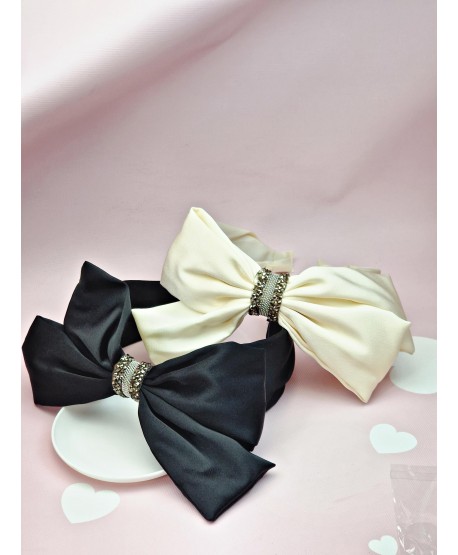 Opaska z dużą kokardką i cyrkoniami