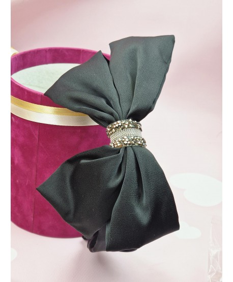 Opaska z dużą kokardką i cyrkoniami