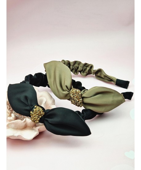 Opaska z  kokardką i cyrkoniami
