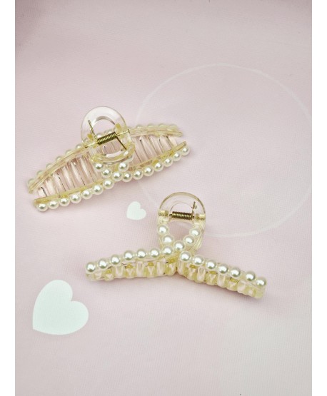 Spinka klamra szczęka z perełkami- duża