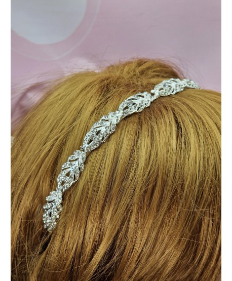 Opaska do włosów z dżetami- srebrna