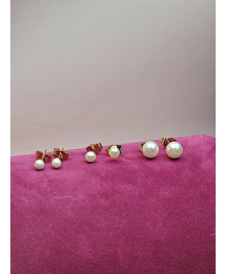 Kolczyki stal białe perełki na sztyfcie