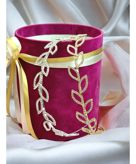 Opaska do włosów z listkami złota lub srebrna