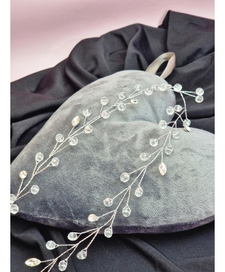 Srebrna ozdoba gałązka na druciku z kryształkami