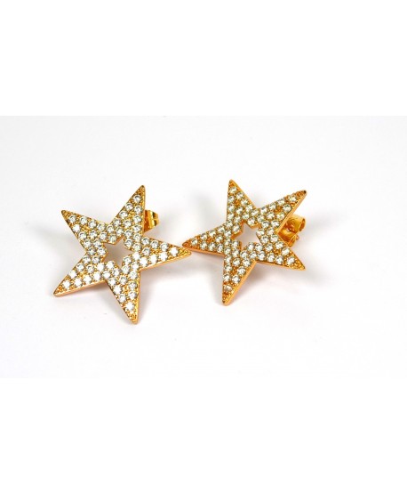 Kolczyki stal złote gwiazdki