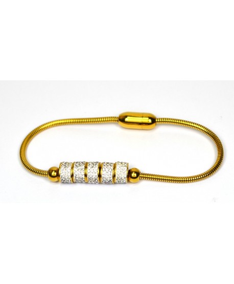 Bransoletka stal z cyrkoniowymi koralikami