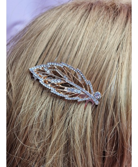 Ozdobny grzebień złoty z motywem listka