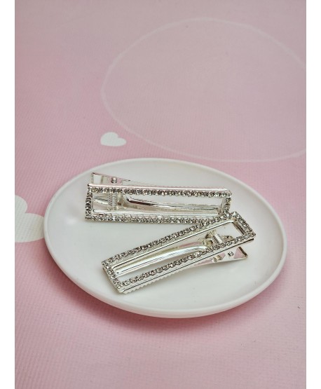 Spinka srebrna typu klips z cyrkoniami