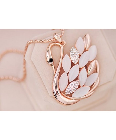 Wisior długi złoty z łabędziem