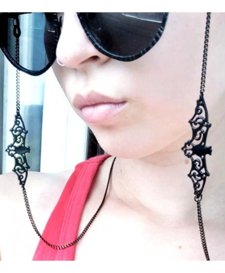 Łańcuszek do okularów czarny z nietoperzem