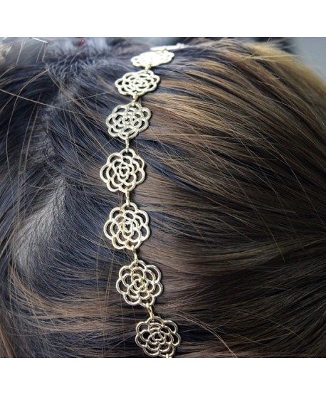 Opaska ozdobna z różyczkami na gumce srebrna