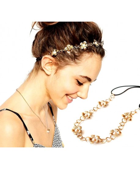 Opaska ozdobna z kwiatuszkami na gumce złota