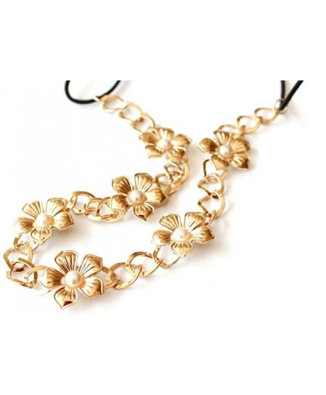 Opaska ozdobna z kwiatuszkami na gumce złota