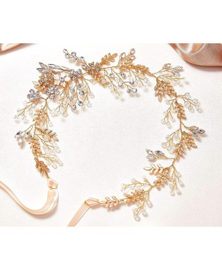 Ozdoba złota na druciku i białej wstążce