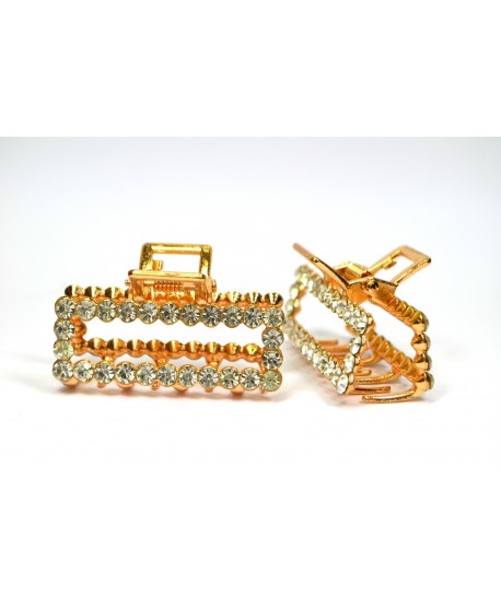 Spinka klamra szczeka metalowa złota z dżetami