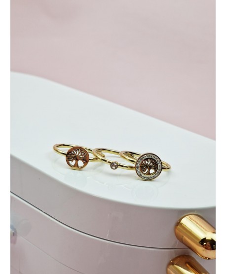 Zestaw pierścionków stal z drzewkami szczęścia