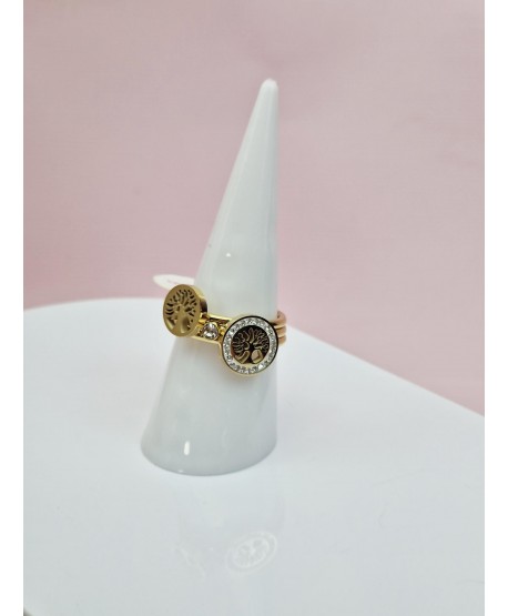 Zestaw pierścionków stal z drzewkami szczęścia