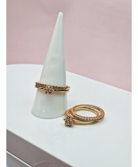 Zestaw pierścionków stal z kwiatuszkiem