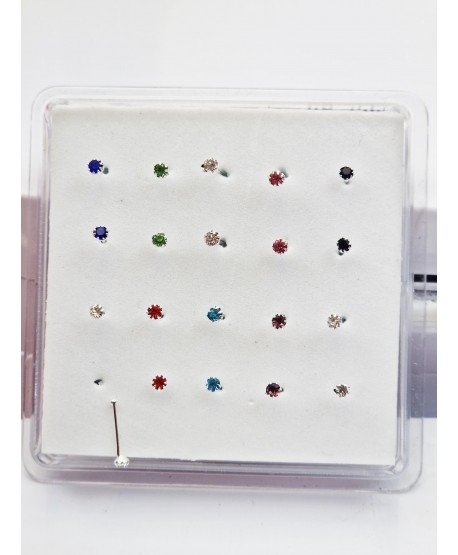 Kolczyki do nosa z cyrkonią w koszyczku ze srebra p. 925