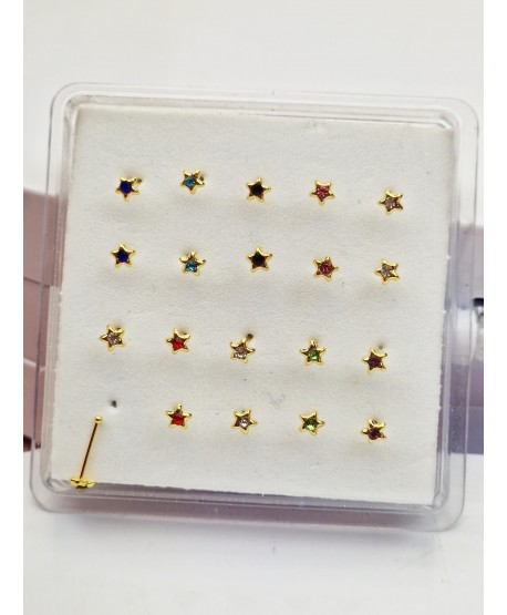 Kolczyki do nosa gwiazdki ze srebra złoconego p. 925