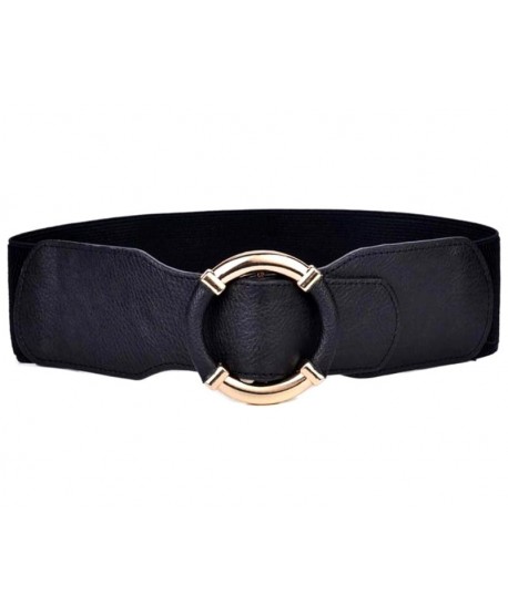 Czarny pasek na gumie z okrągłą klamrą