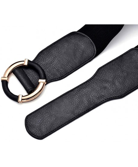 Czarny pasek na gumie z okrągłą klamrą